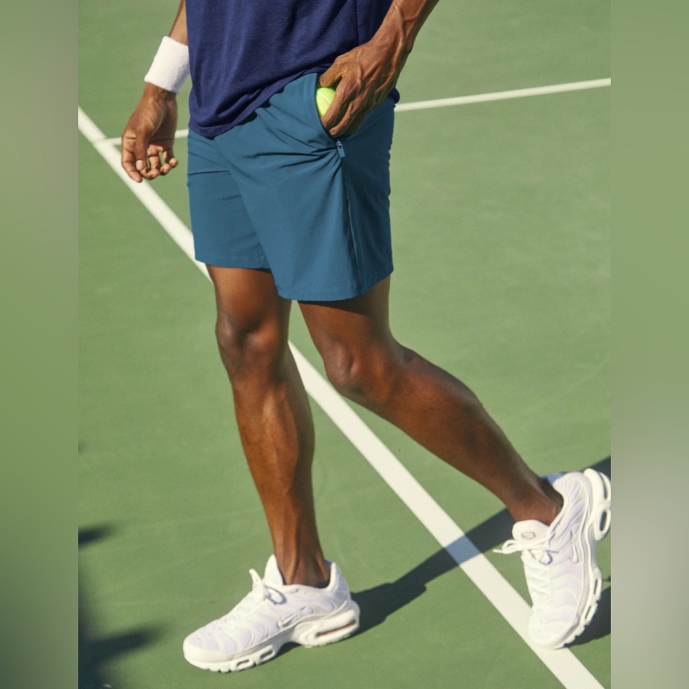 Beyond Yoga Men's Pivotal Performance Short Lined in Cerulean Navy S Small